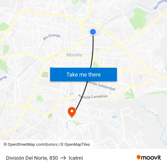 División Del Norte, 850 to Icatmi map