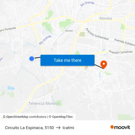 Circuito La Espinaca, 5150 to Icatmi map