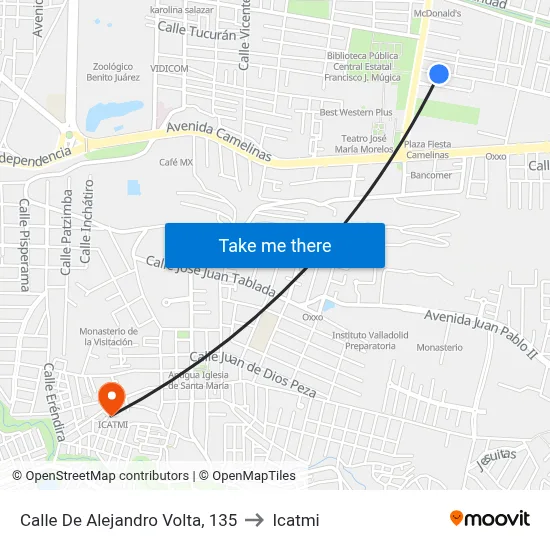 Calle De Alejandro Volta, 135 to Icatmi map
