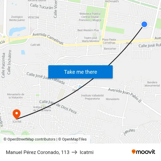 Manuel Pérez Coronado, 113 to Icatmi map