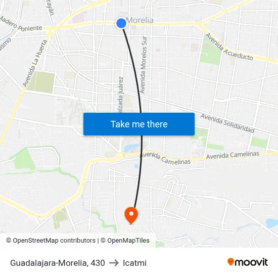 Guadalajara-Morelia, 430 to Icatmi map