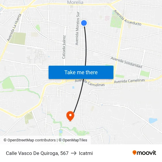 Calle Vasco De Quiroga, 567 to Icatmi map