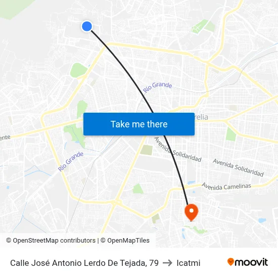 Calle José Antonio Lerdo De Tejada, 79 to Icatmi map