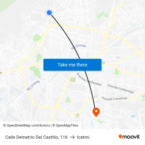 Calle Demetrio Del Castillo, 116 to Icatmi map