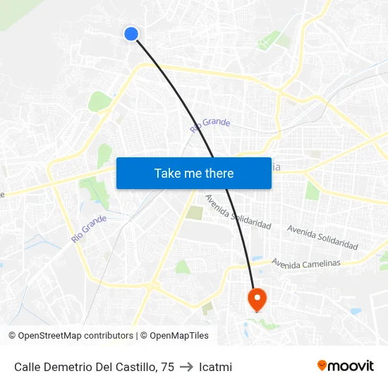 Calle Demetrio Del Castillo, 75 to Icatmi map