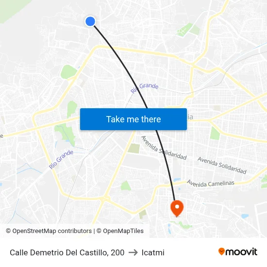 Calle Demetrio Del Castillo, 200 to Icatmi map