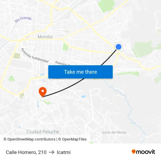 Calle Homero, 210 to Icatmi map