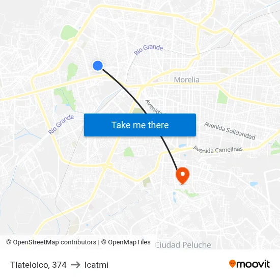 Tlatelolco, 374 to Icatmi map