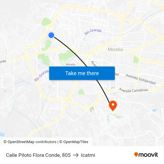 Calle Piloto Flora Conde, 805 to Icatmi map