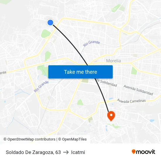 Soldado De Zaragoza, 63 to Icatmi map