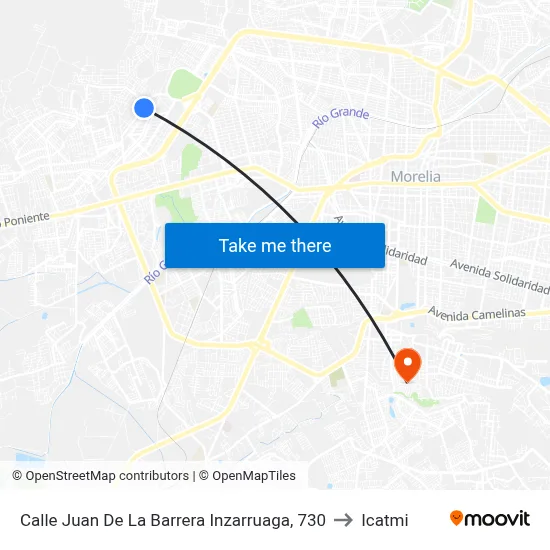Calle Juan De La Barrera Inzarruaga, 730 to Icatmi map