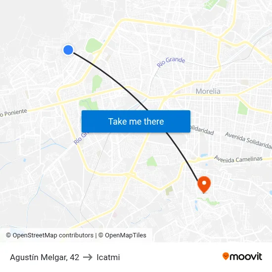 Agustín Melgar, 42 to Icatmi map