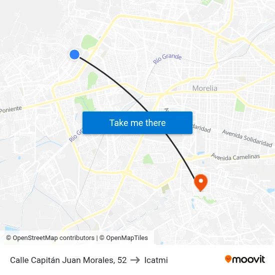 Calle Capitán Juan Morales, 52 to Icatmi map