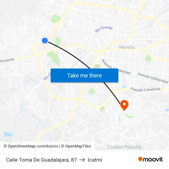 Calle Toma De Guadalajara, 87 to Icatmi map