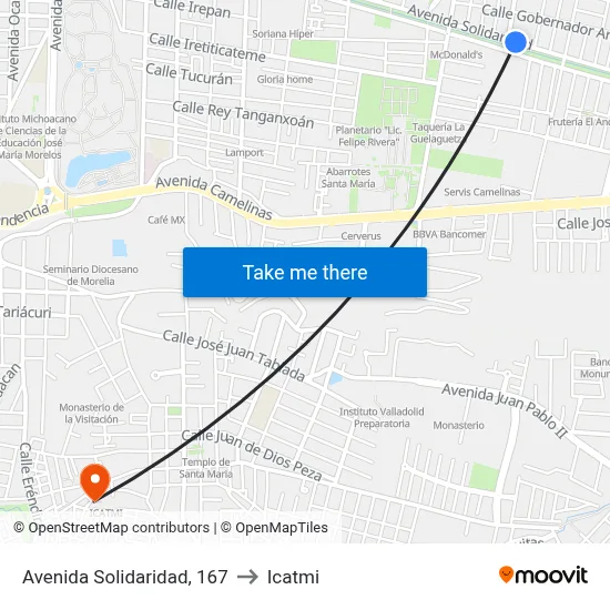 Avenida Solidaridad, 167 to Icatmi map