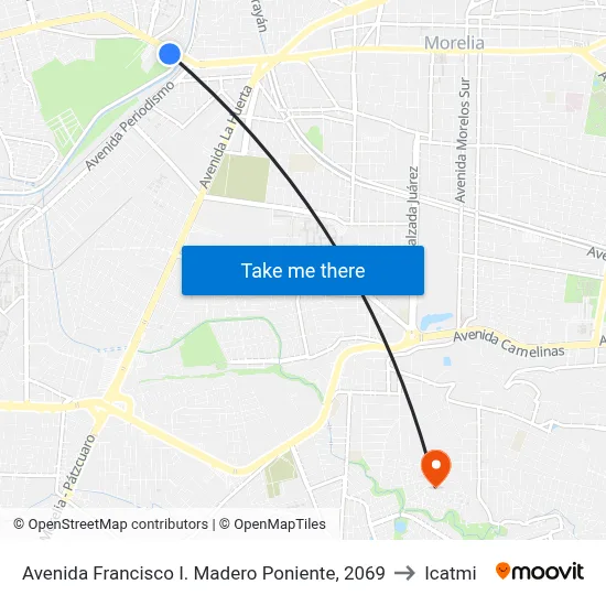 Avenida Francisco I. Madero Poniente, 2069 to Icatmi map
