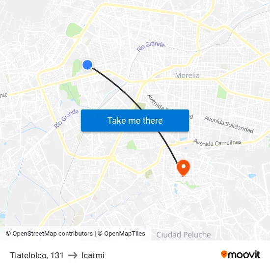 Tlatelolco, 131 to Icatmi map