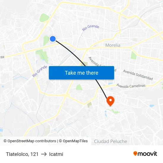 Tlatelolco, 121 to Icatmi map