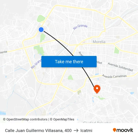 Calle Juan Guillermo Villasana, 400 to Icatmi map