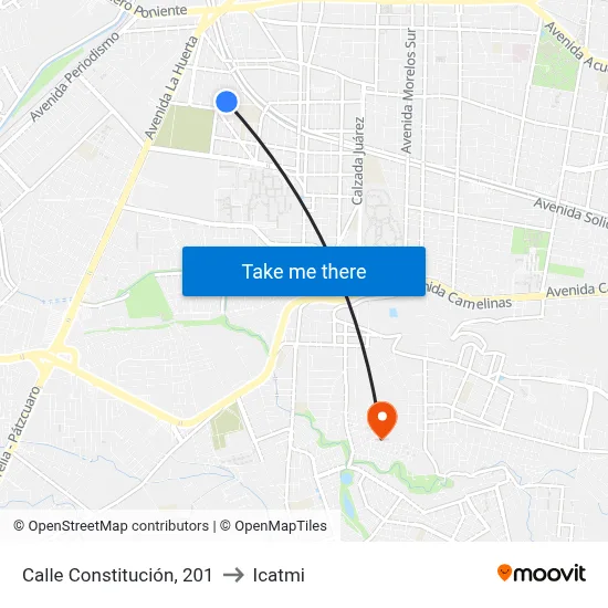Calle Constitución, 201 to Icatmi map