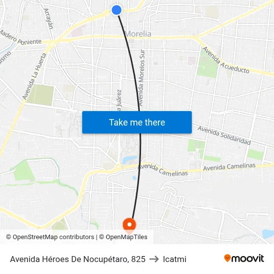 Avenida Héroes De Nocupétaro, 825 to Icatmi map