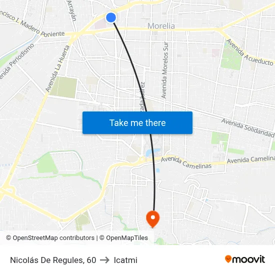 Nicolás De Regules, 60 to Icatmi map