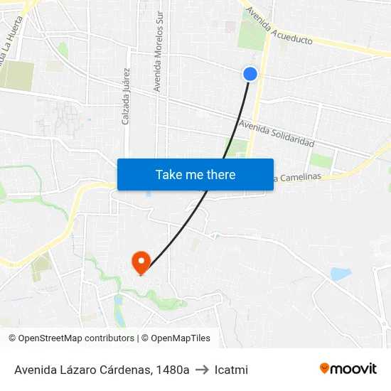 Avenida Lázaro Cárdenas, 1480a to Icatmi map
