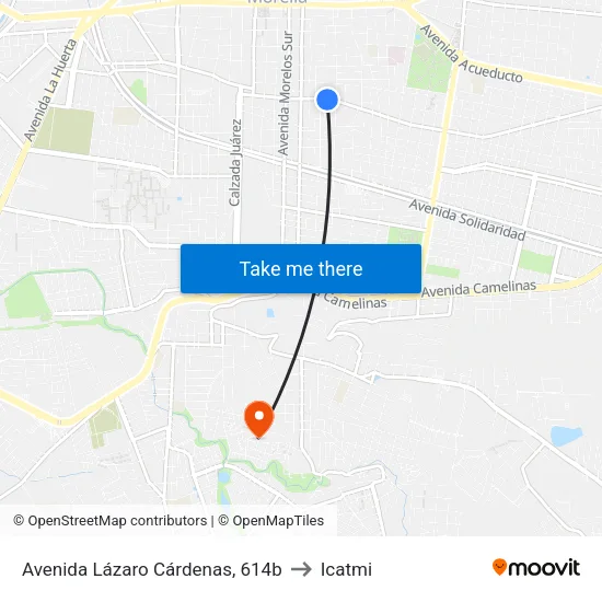 Avenida Lázaro Cárdenas, 614b to Icatmi map