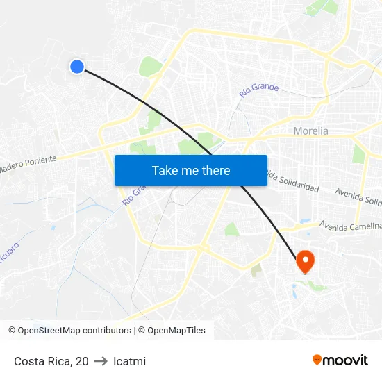 Costa Rica, 20 to Icatmi map