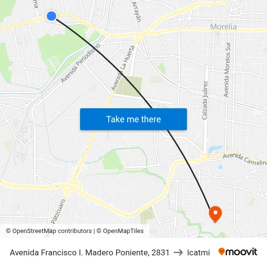 Avenida Francisco I. Madero Poniente, 2831 to Icatmi map