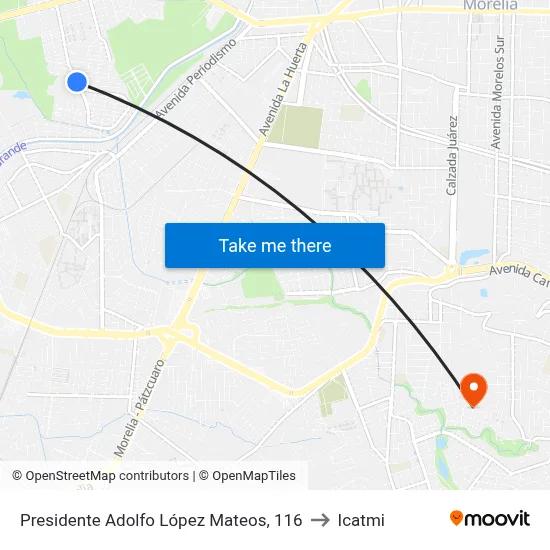Presidente Adolfo López Mateos, 116 to Icatmi map