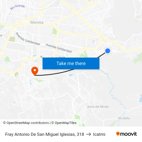 Fray Antonio De San Miguel Iglesias, 318 to Icatmi map