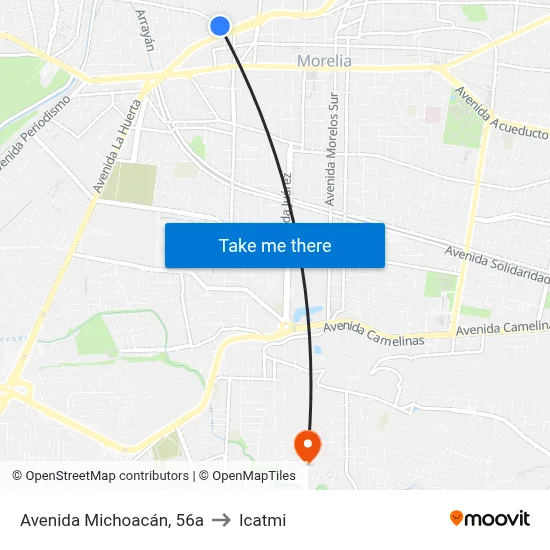 Avenida Michoacán, 56a to Icatmi map