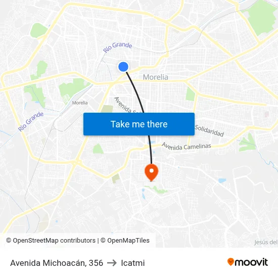 Avenida Michoacán, 356 to Icatmi map