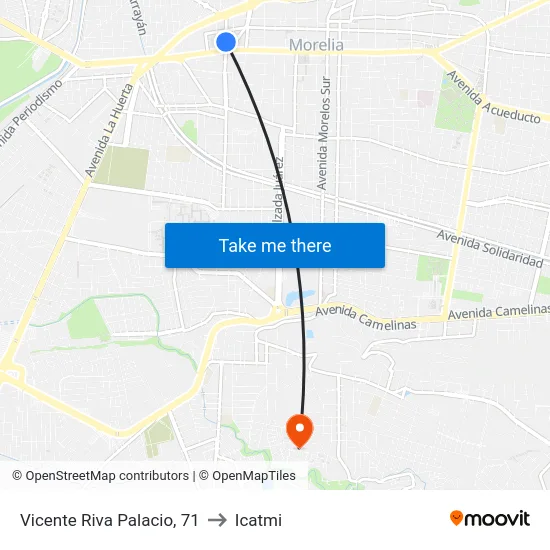 Vicente Riva Palacio, 71 to Icatmi map