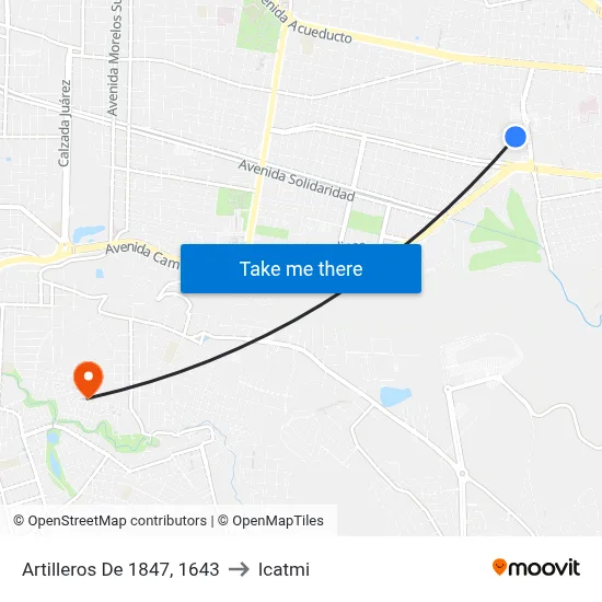 Artilleros De 1847, 1643 to Icatmi map