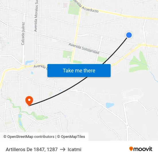 Artilleros De 1847, 1287 to Icatmi map