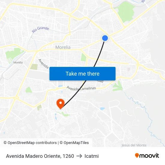 Avenida Madero Oriente, 1260 to Icatmi map