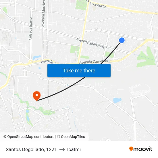 Santos Degollado, 1221 to Icatmi map