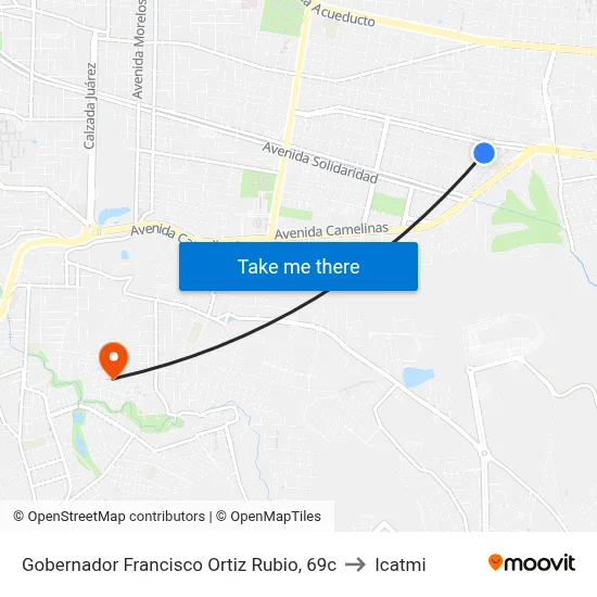 Gobernador Francisco Ortiz Rubio, 69c to Icatmi map