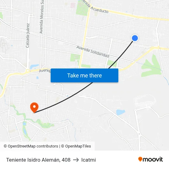 Teniente Isidro Alemán, 408 to Icatmi map