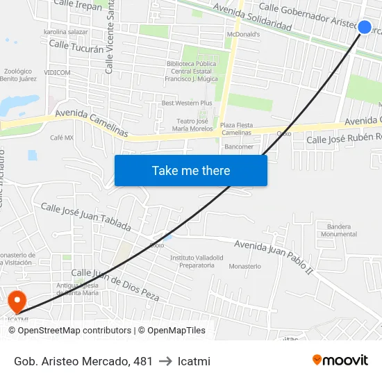 Gob. Aristeo Mercado, 481 to Icatmi map