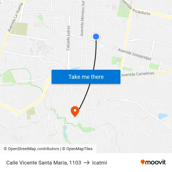 Calle Vicente Santa María, 1103 to Icatmi map