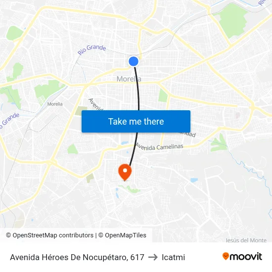 Avenida Héroes De Nocupétaro, 617 to Icatmi map