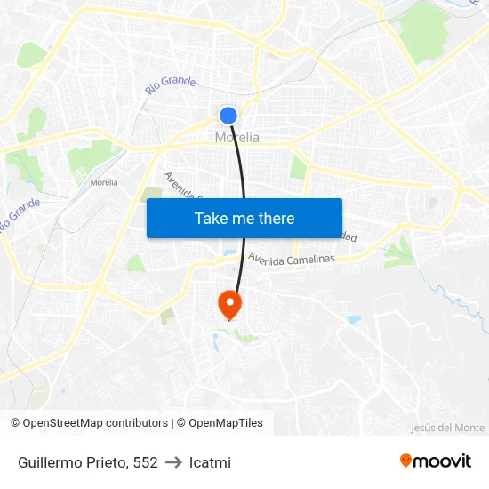 Guillermo Prieto, 552 to Icatmi map