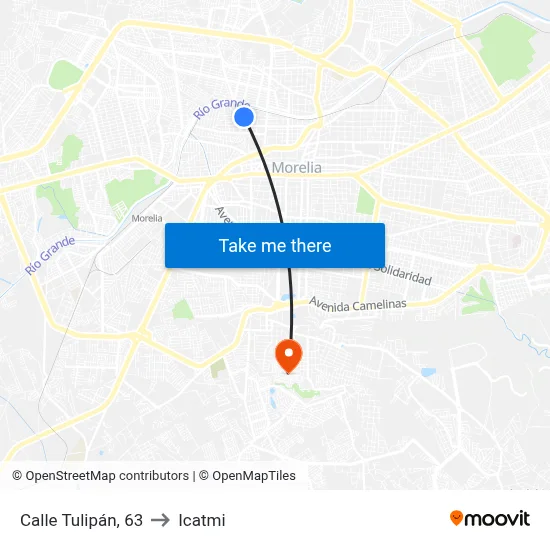 Calle Tulipán, 63 to Icatmi map