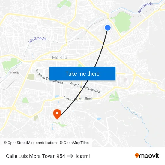 Calle Luis Mora Tovar, 954 to Icatmi map
