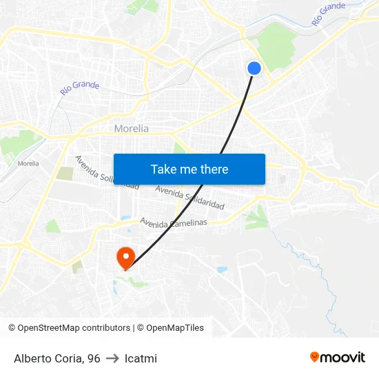 Alberto Coria, 96 to Icatmi map