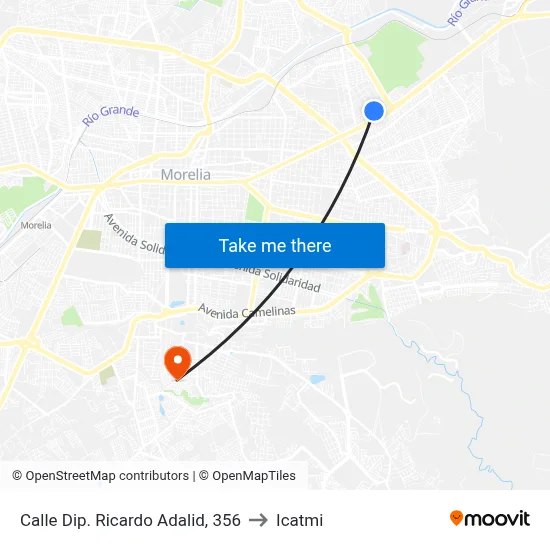Calle Dip. Ricardo Adalid, 356 to Icatmi map