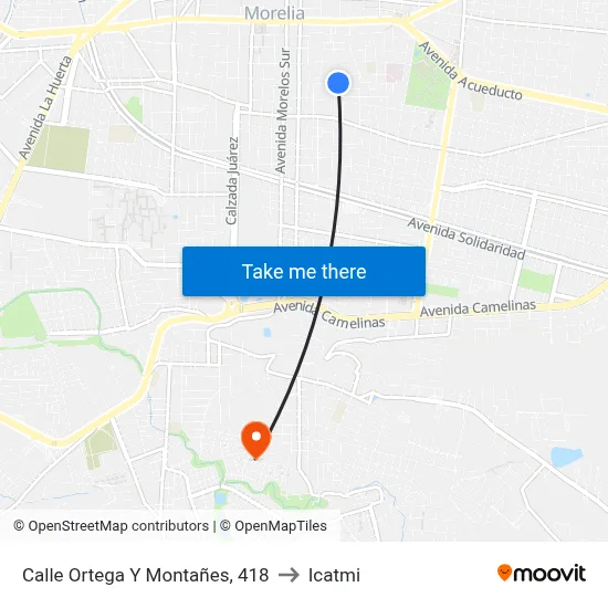Calle Ortega Y Montañes, 418 to Icatmi map